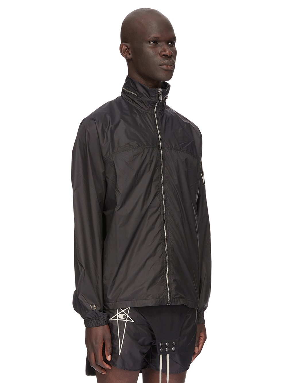 CHAMPION X RICK OWENS MOUNTAIN WINDBREAKER IN BLACK RECYCLED NYLON