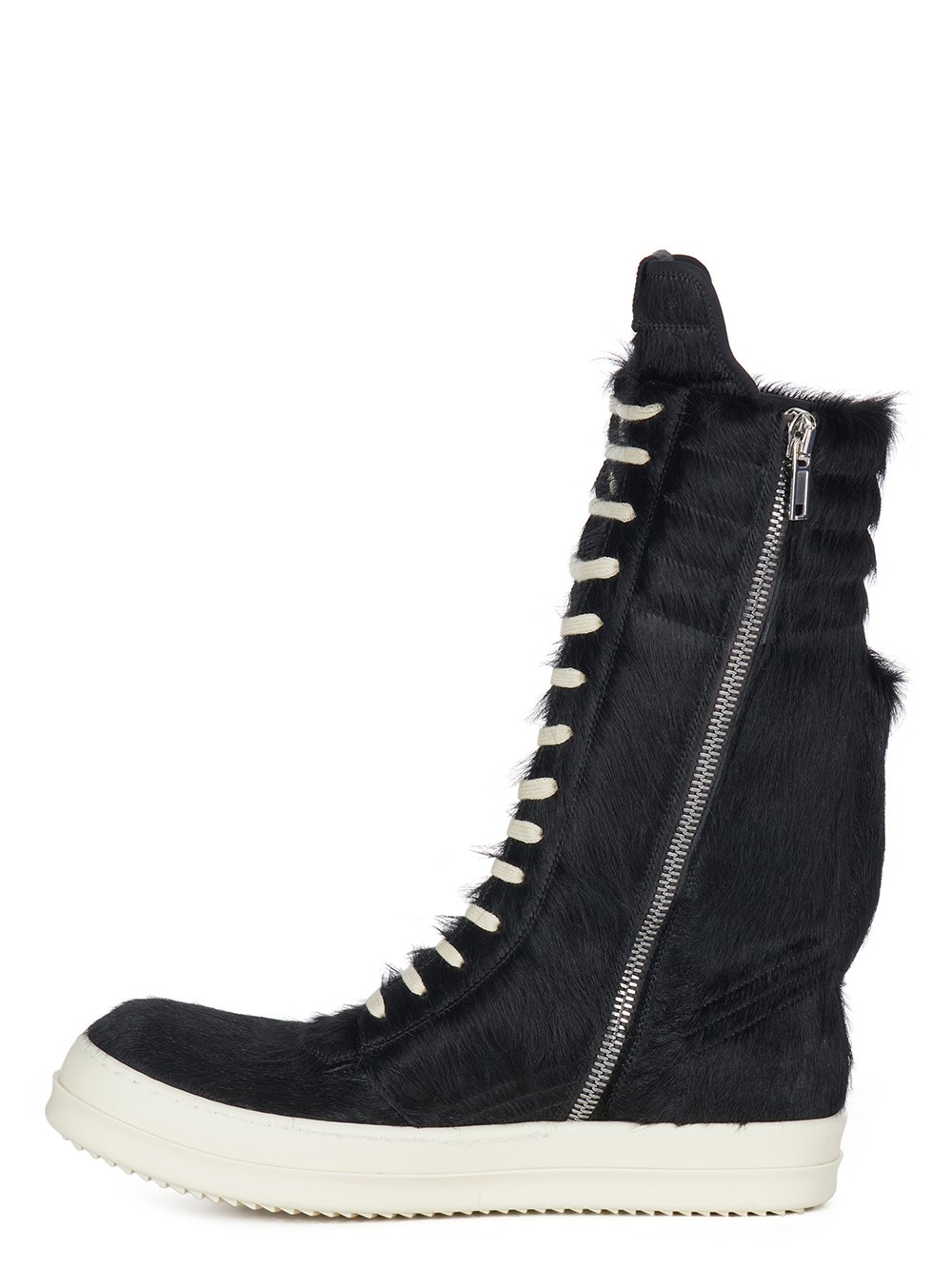 RICK OWENS FW23 LUXOR CARGOBASKET IN BLACK AND MILK LONG HAIR PONY