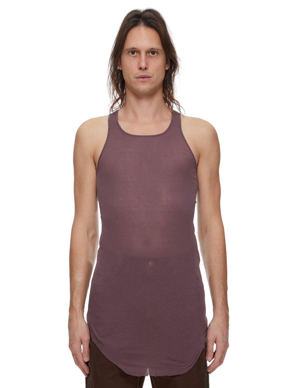 RICK OWENS FW23 LUXOR BASIC RIB TANK IN AMETHYST MINI RIB JERSEY