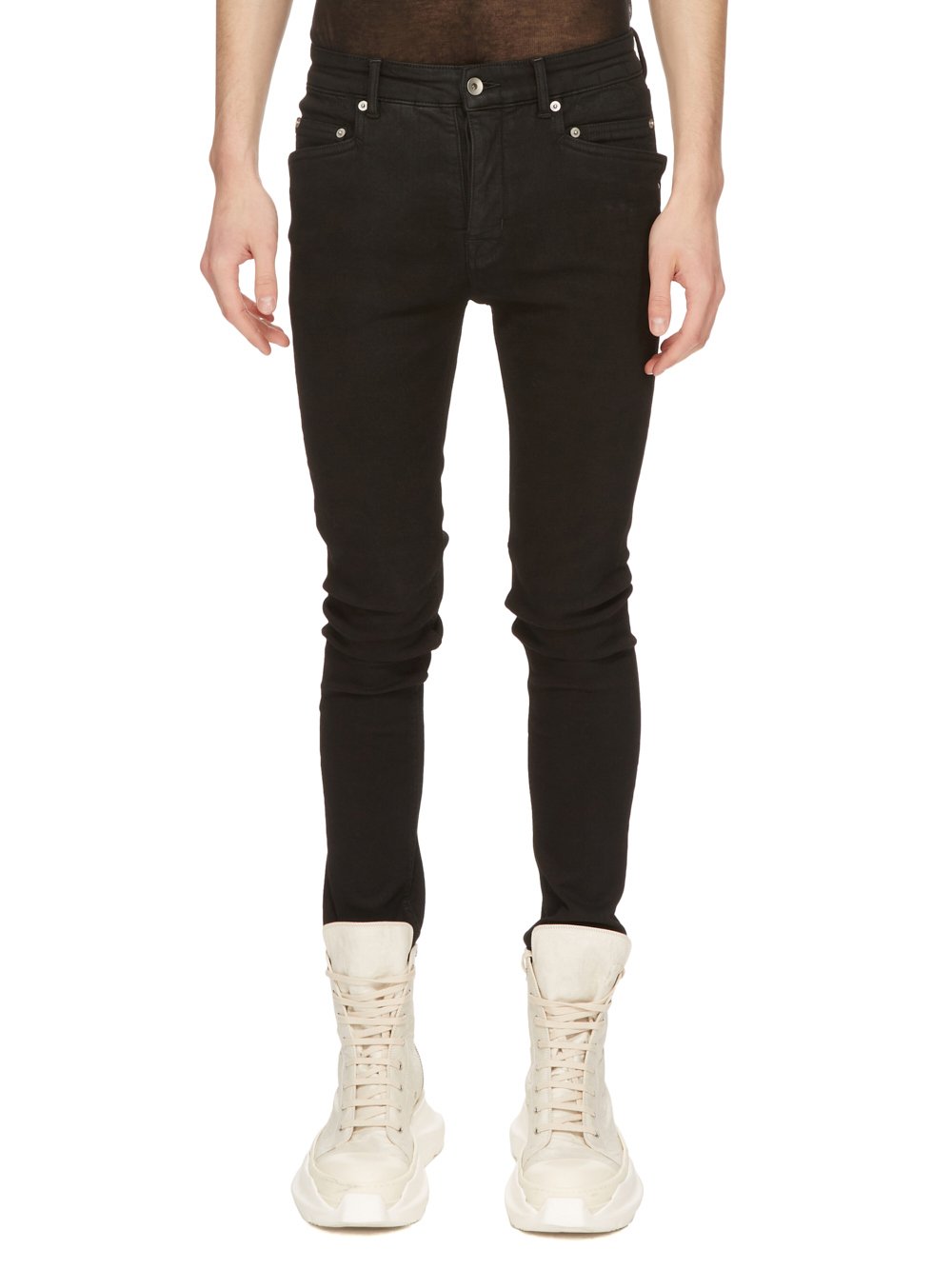 DRKSHDW FW23 LUXOR TYRONE CUT IN BLACKETY BLACK STRETCH DENIM