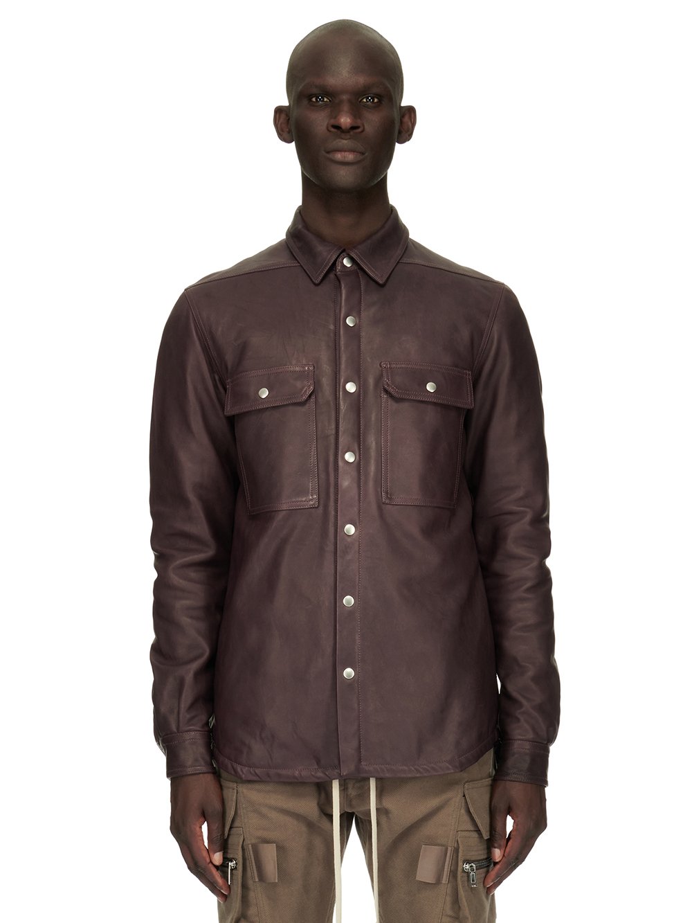 RICK OWENS FW23 LUXOR OUTERSHIRT IN AMETHYST PURPLE VEG NAPPA LAMB