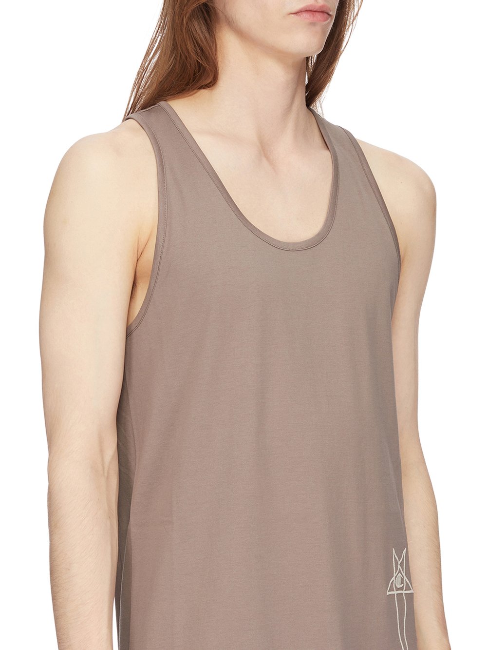 CHAMPION X RICK OWENS BASKETBALL TANK IN DUST GREY MEDIUM WEIGHT COTTON JERSEY 