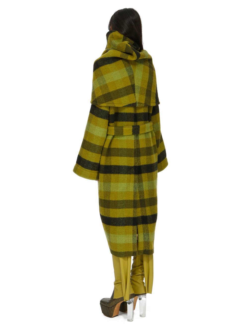 RICK OWENS FW23 LUXOR DAGGER ROBE IN BOILED WOOL PLAID