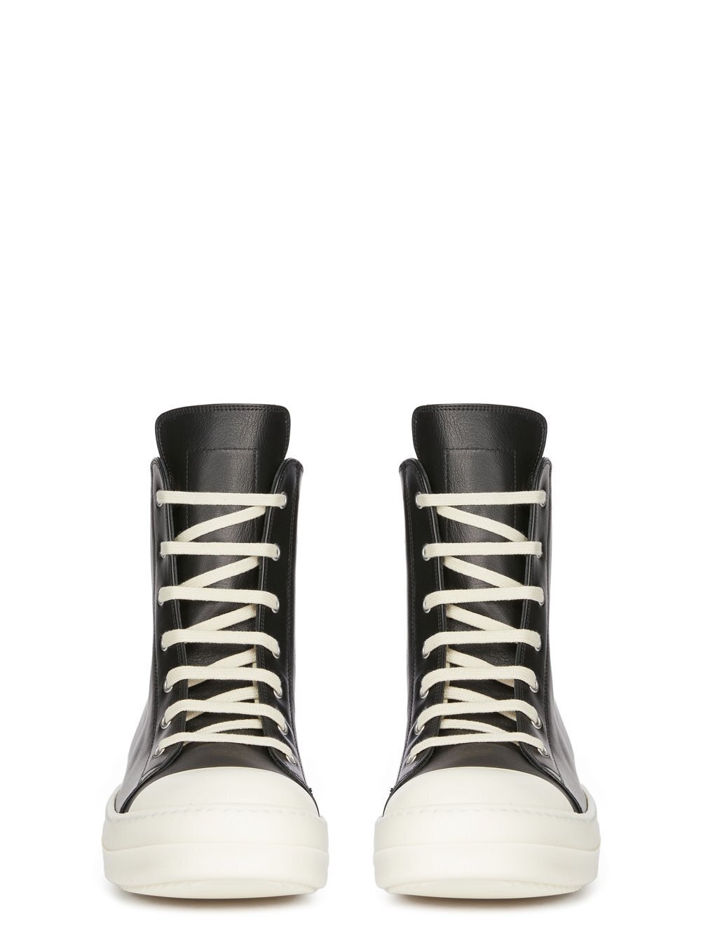 RICK OWENS FW23 LUXOR SNEAKERS IN BLACK AND MILK FULL GRAIN CALF LEATHER