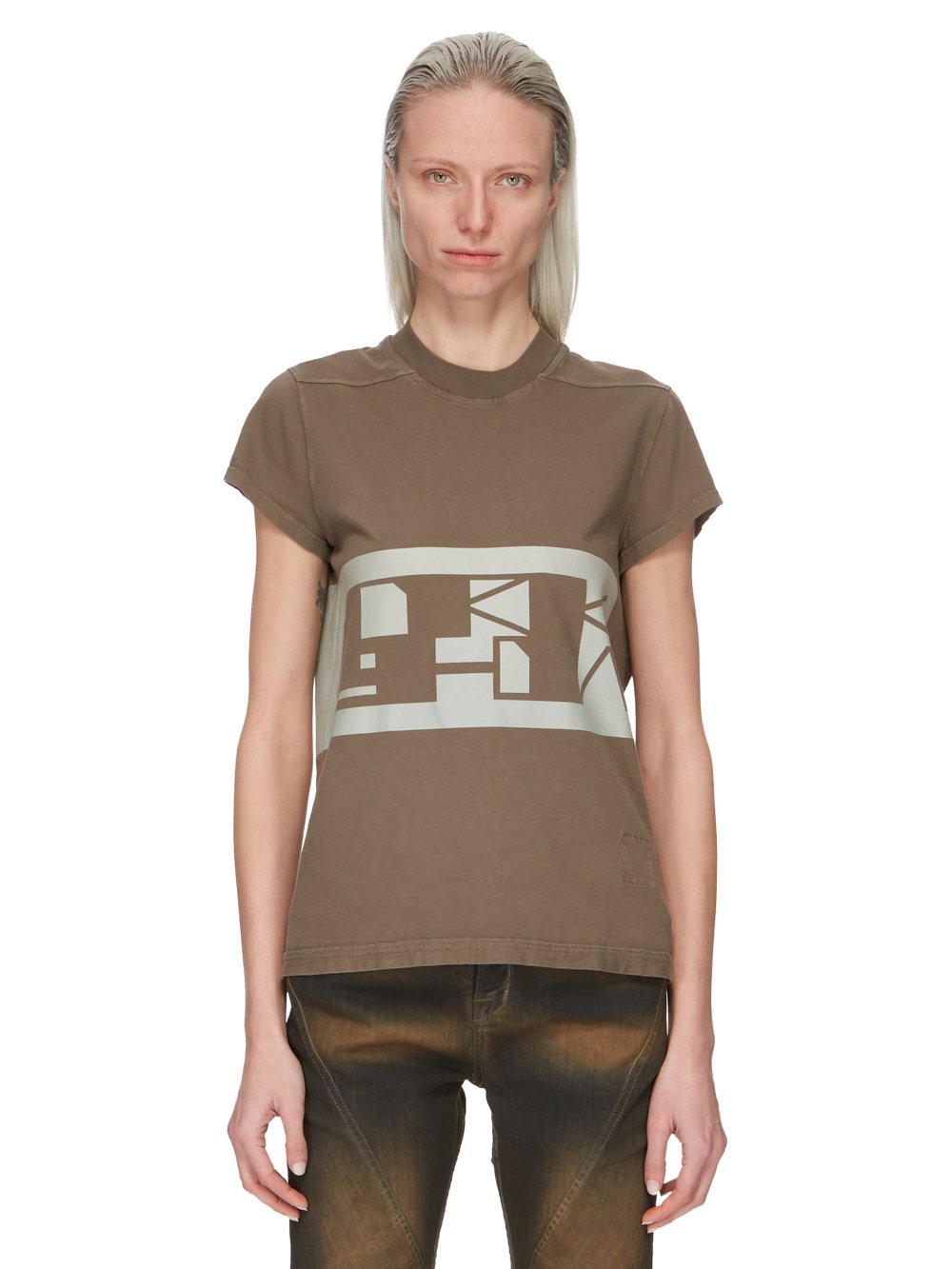 RICK OWENS FW23 LUXOR SMALL LEVEL T IN DUST AND PEARL MEDIUM WEIGHT COTTON JERSEY RICK OWENS FW23 LUXOR SMALL LEVEL T IN DUST AND PEARL MEDIUM WEIGHT COTTON JERSEY