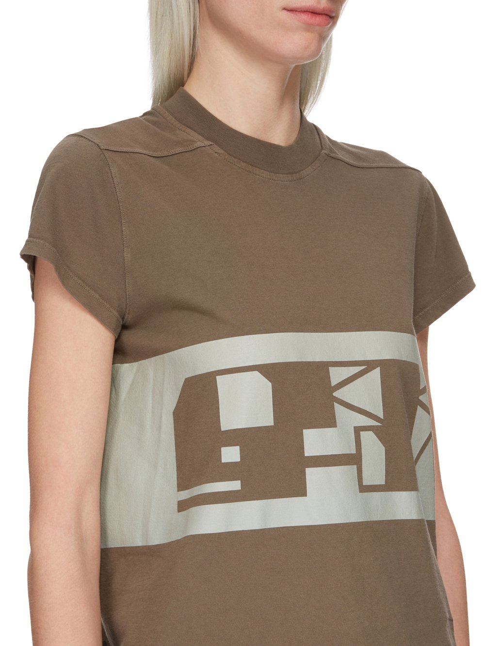 RICK OWENS FW23 LUXOR SMALL LEVEL T IN DUST AND PEARL MEDIUM WEIGHT COTTON JERSEY