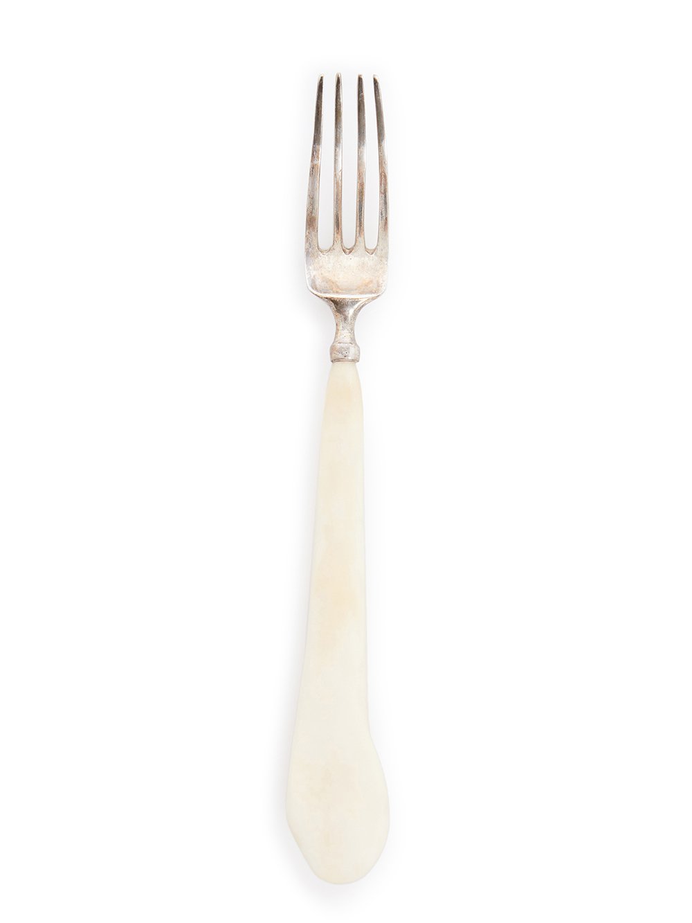 RICK OWENS FORK FEATURES A FOUR TINE STERLING TOP AND A NATURAL COLOR BONE HANDLE. RICK OWENS FORK FEATURES A FOUR TINE STERLING TOP AND A NATURAL COLOR BONE HANDLE.