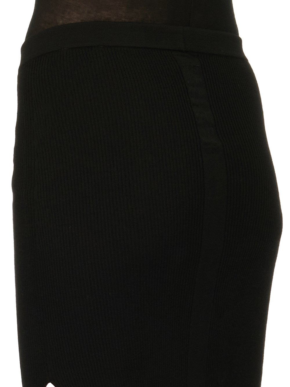 RICK OWENS FW23 LUXOR RIBBED SACRISKIRT IN BLACK LIGHTWEIGHT RIBBED KNIT