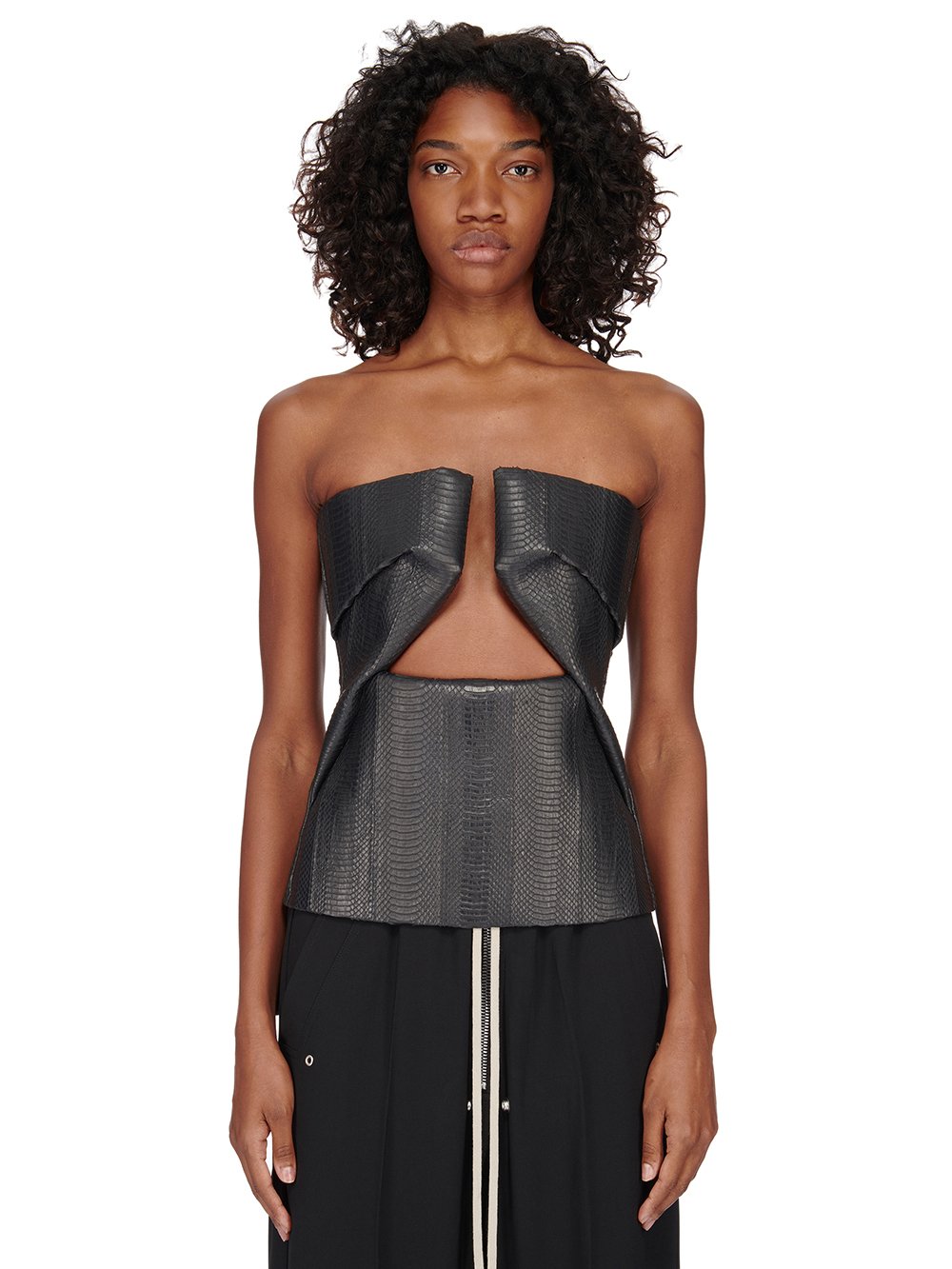 RICK OWENS FW23 LUXOR WOVEN PRONG IN BLACK RADIATED RATSNAKE