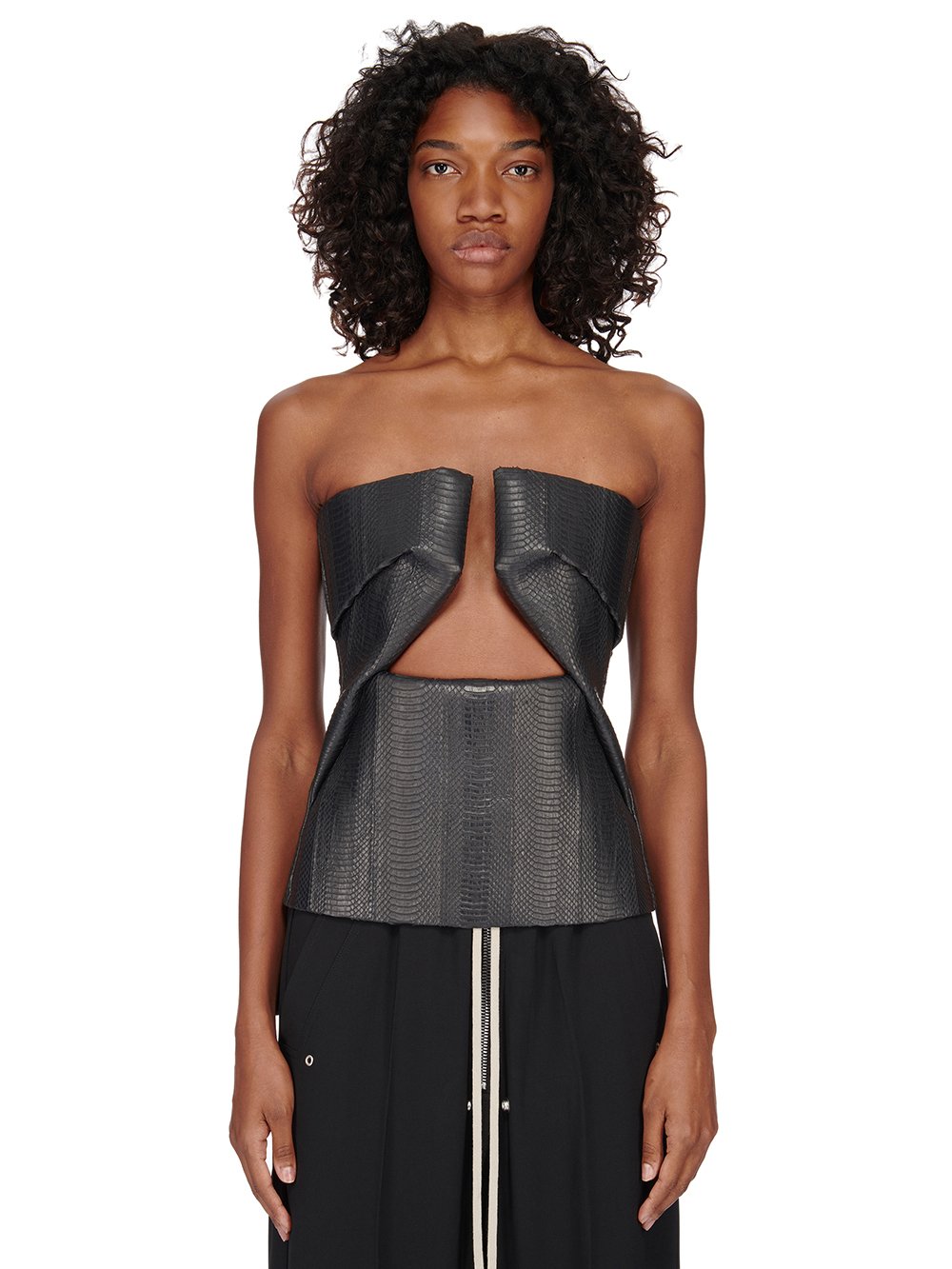 RICK OWENS FW23 LUXOR WOVEN PRONG IN BLACK RADIATED RATSNAKE RICK OWENS FW23 LUXOR WOVEN PRONG IN BLACK RADIATED RATSNAKE