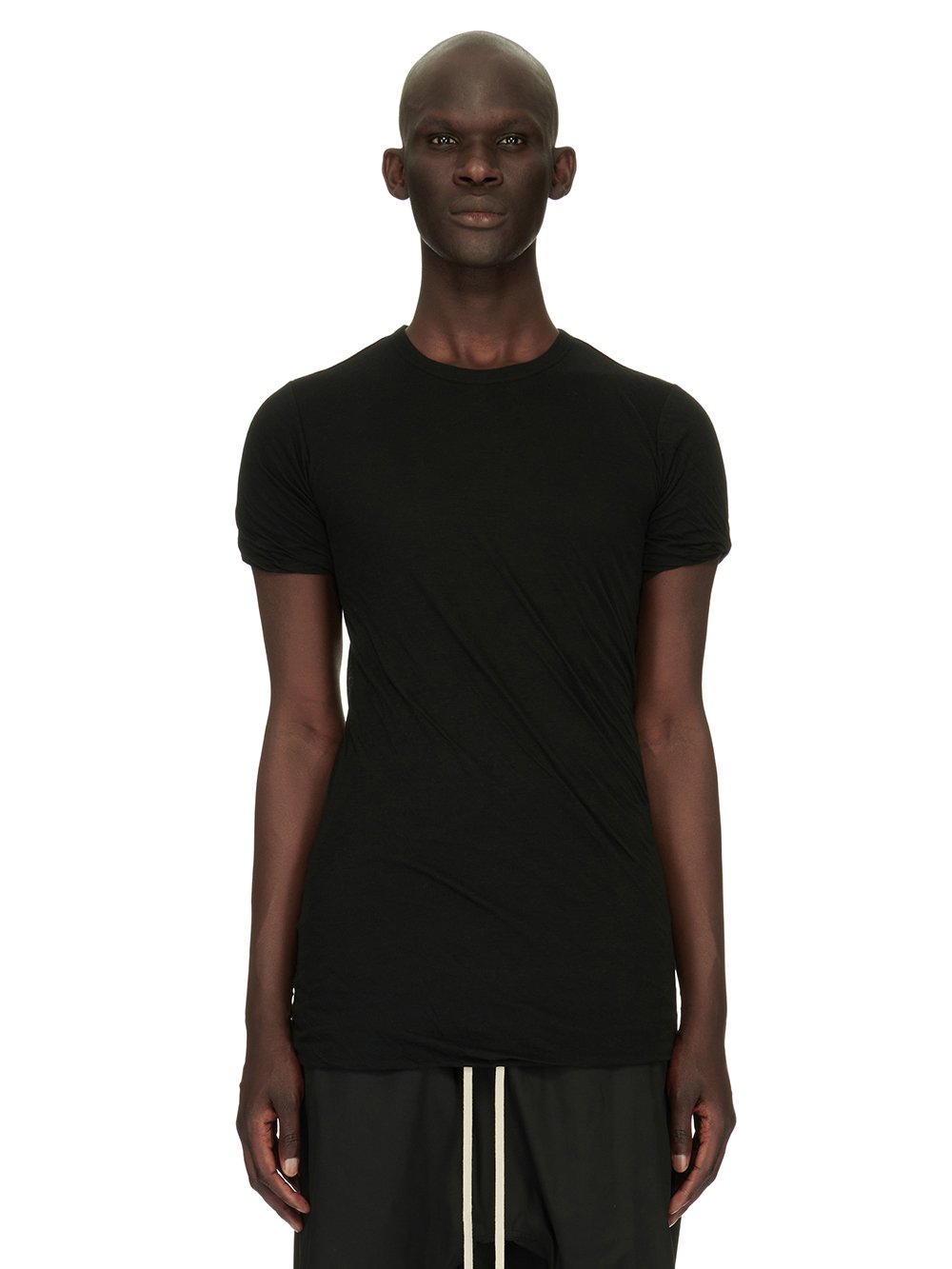 RICK OWENS FW23 LUXOR DOUBLE SS T IN  BLACK UNSTABLE COTTON