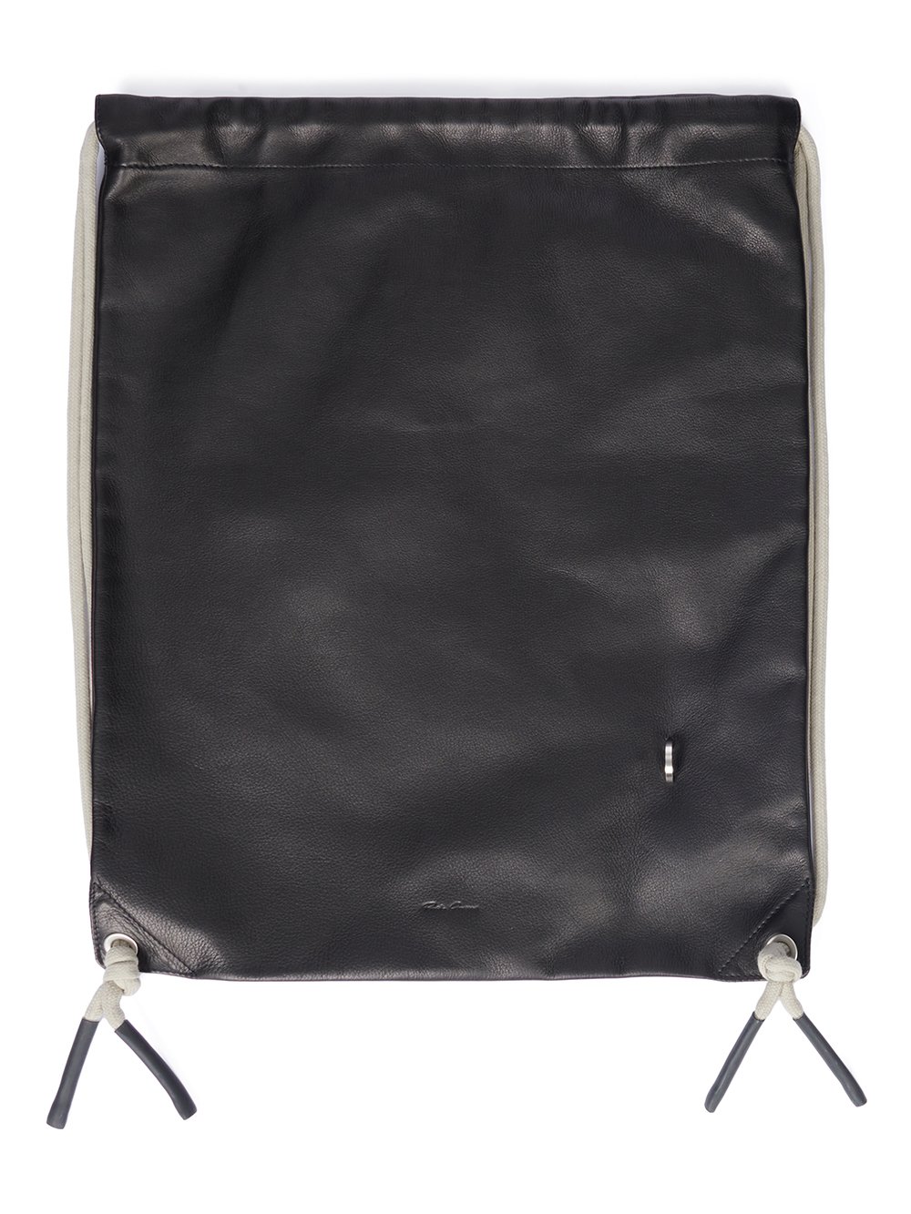 RICK OWENS FW23 LUXOR DRAWSTRING BACKPACK IN BLACK AND PEARL SOFT GRAIN COW LEATHER