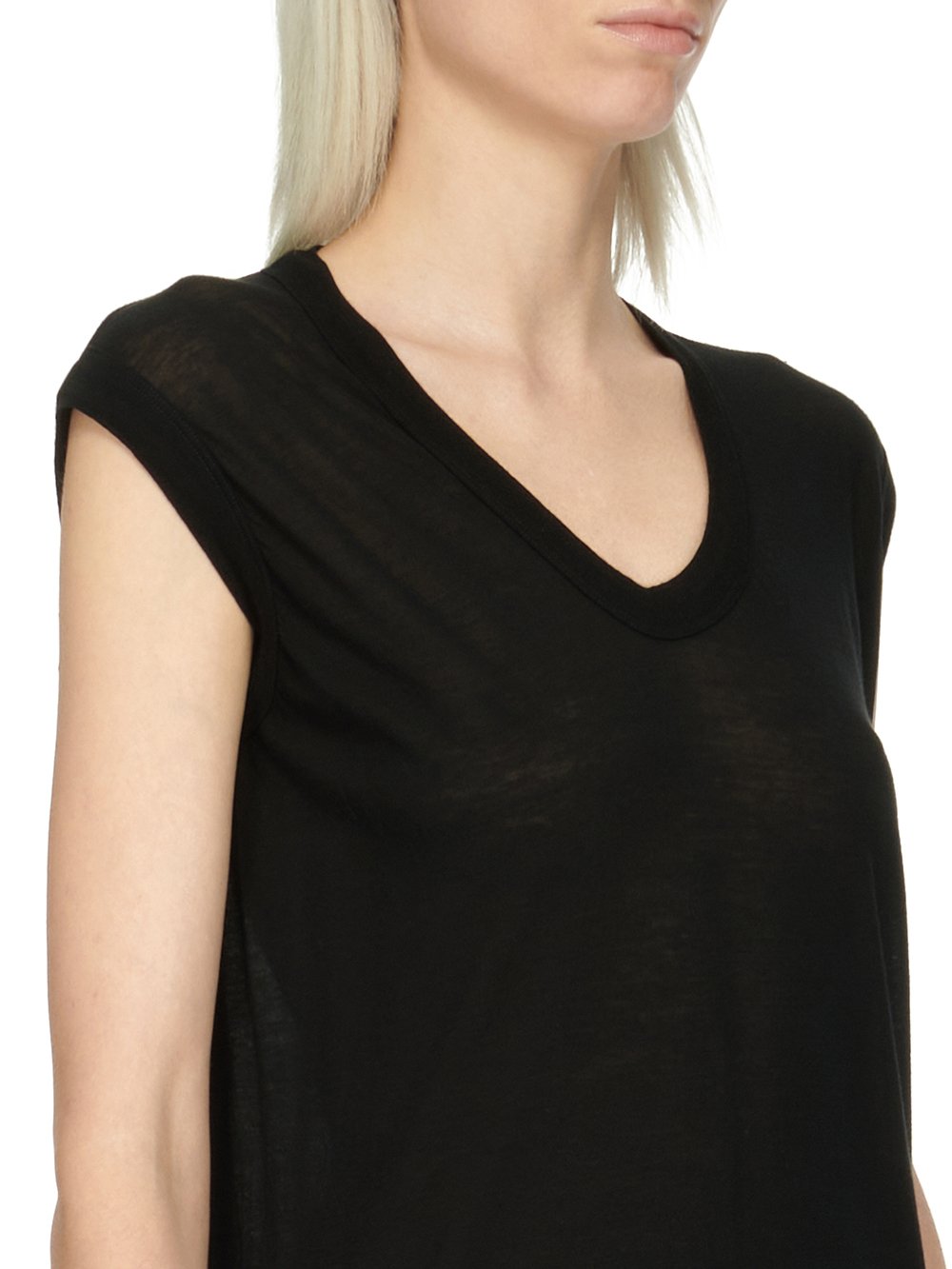 RICK OWENS FOREVER BASIC SL T IN BLACK UNSTABLE COTTON