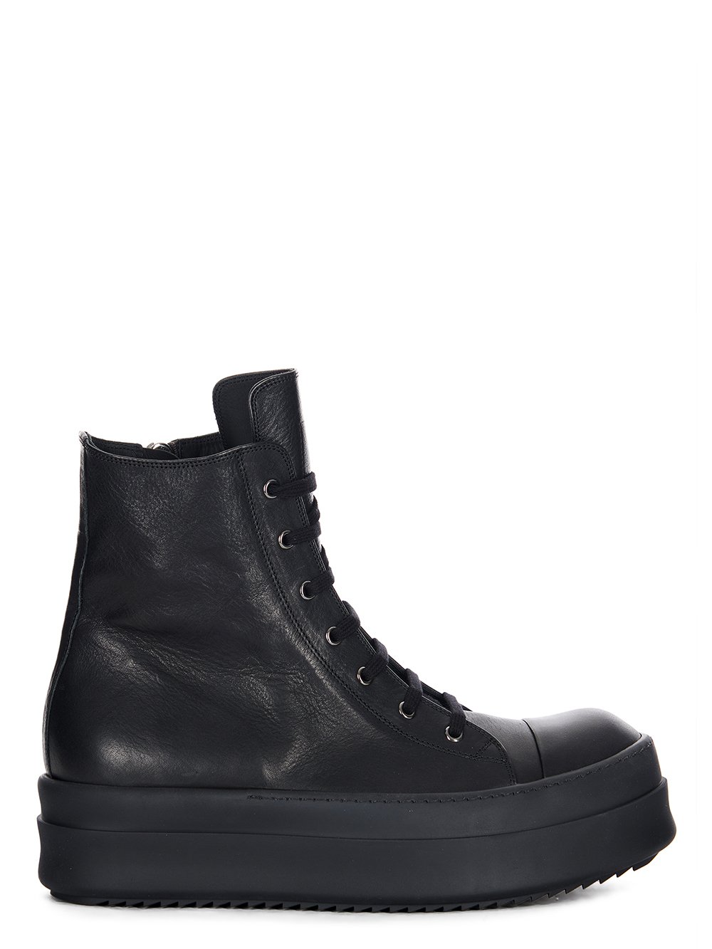 RICK OWENS FW23 LUXOR RUNWAY MEGA BUMPER SNEAKS IN BLACK GROPPONE NAPPA LEATHER RICK OWENS FW23 LUXOR RUNWAY MEGA BUMPER SNEAKS IN BLACK GROPPONE NAPPA LEATHER