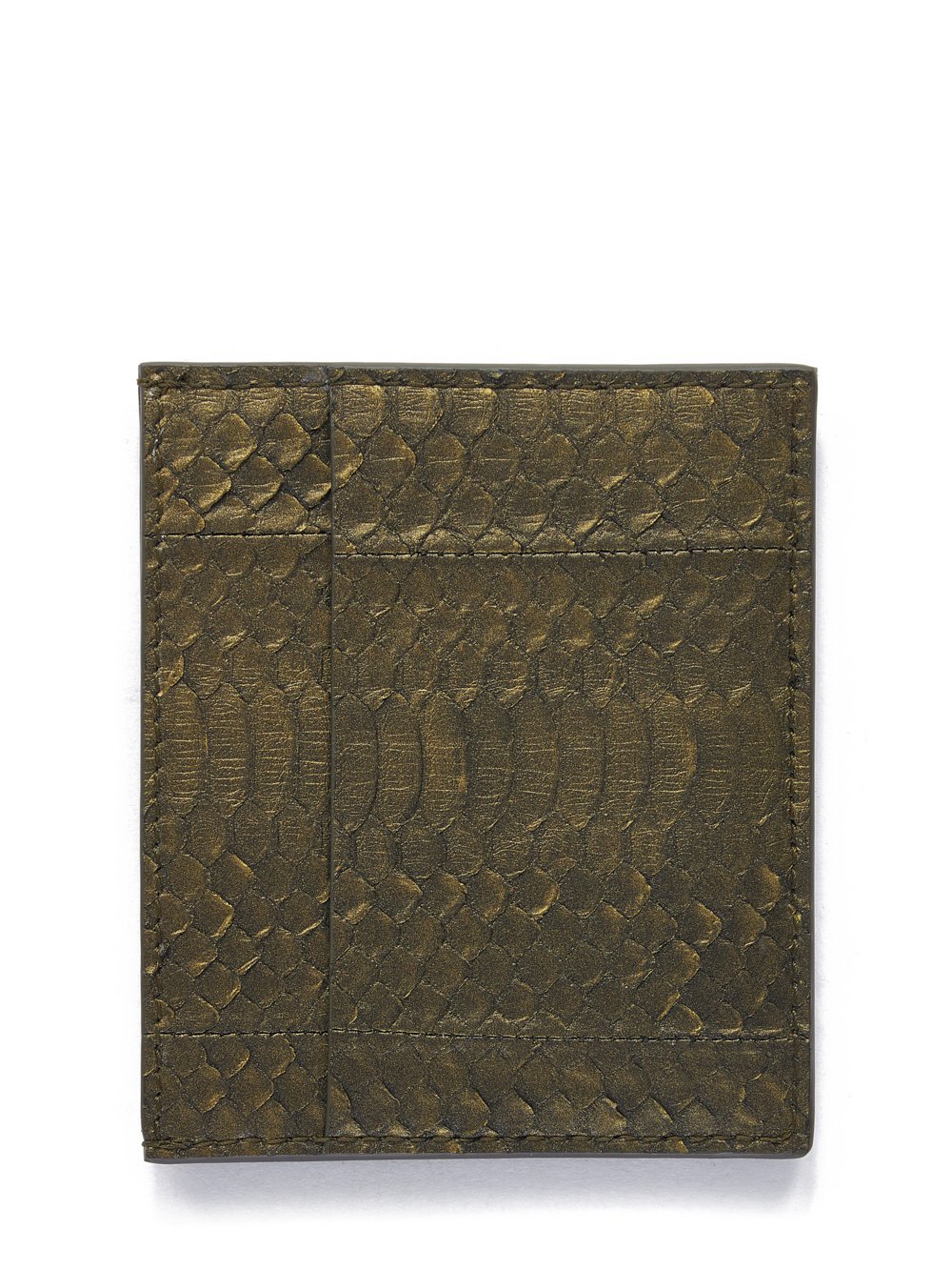 RICK OWENS FW23 LUXOR SQUARE CC HOLDER IN METALLIC ACID XENOCHROPHIS SNAKE