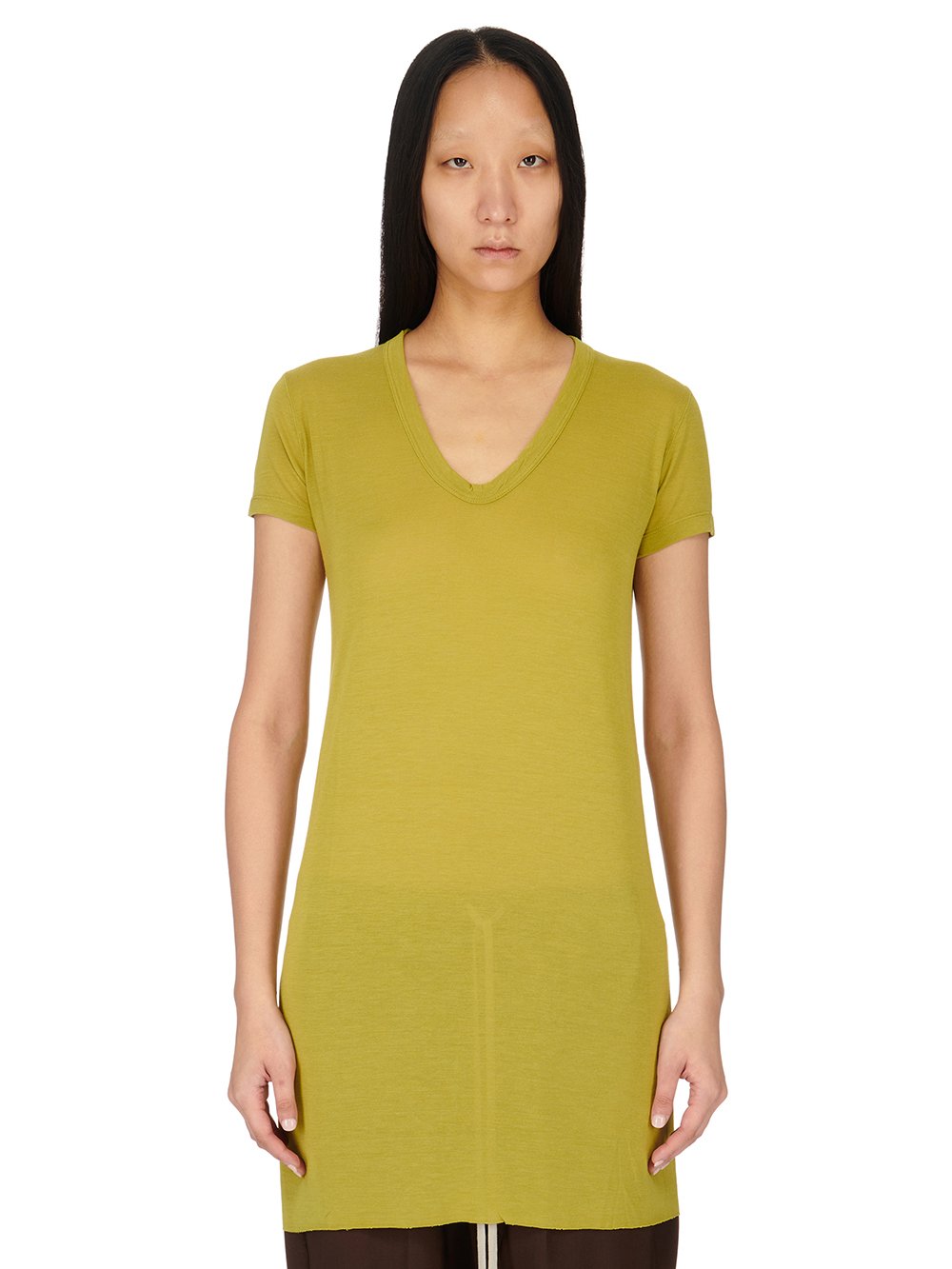 RICK OWENS FW23 LUXOR V NECK SS T IN ACID VISCOSE SILK JERSEY RICK OWENS FW23 LUXOR V NECK SS T IN ACID VISCOSE SILK JERSEY