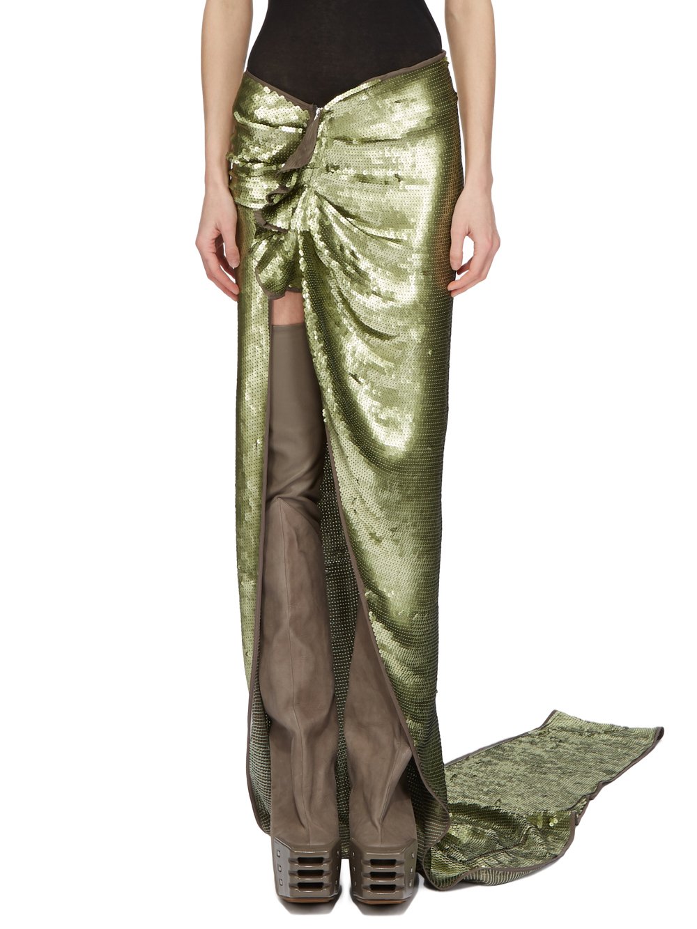 RICK OWENS FW23 LUXOR RUNWAY EDFU SKIRT RUNWAY LENGTH IN DUST AND ACID SEQUIN EMBROIDERED SILK CHIFFON RICK OWENS FW23 LUXOR RUNWAY EDFU SKIRT RUNWAY LENGTH IN DUST AND ACID SEQUIN EMBROIDERED SILK CHIFFON