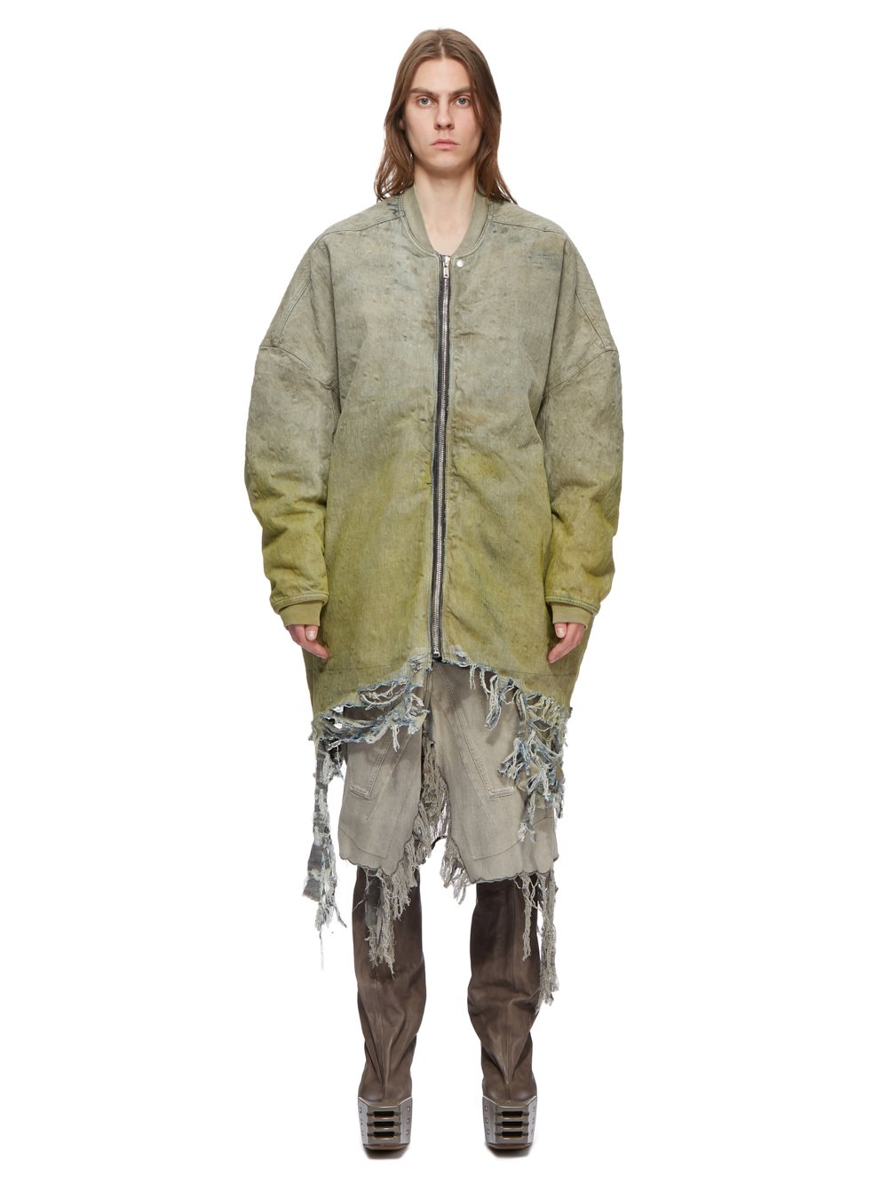 RICK OWENS FW23 LUXOR RUNWAY JUMBO PETER FLIGHT IN 13OZ ACID DEGRADE DENIM RICK OWENS FW23 LUXOR RUNWAY JUMBO PETER FLIGHT IN 13OZ ACID DEGRADE DENIM