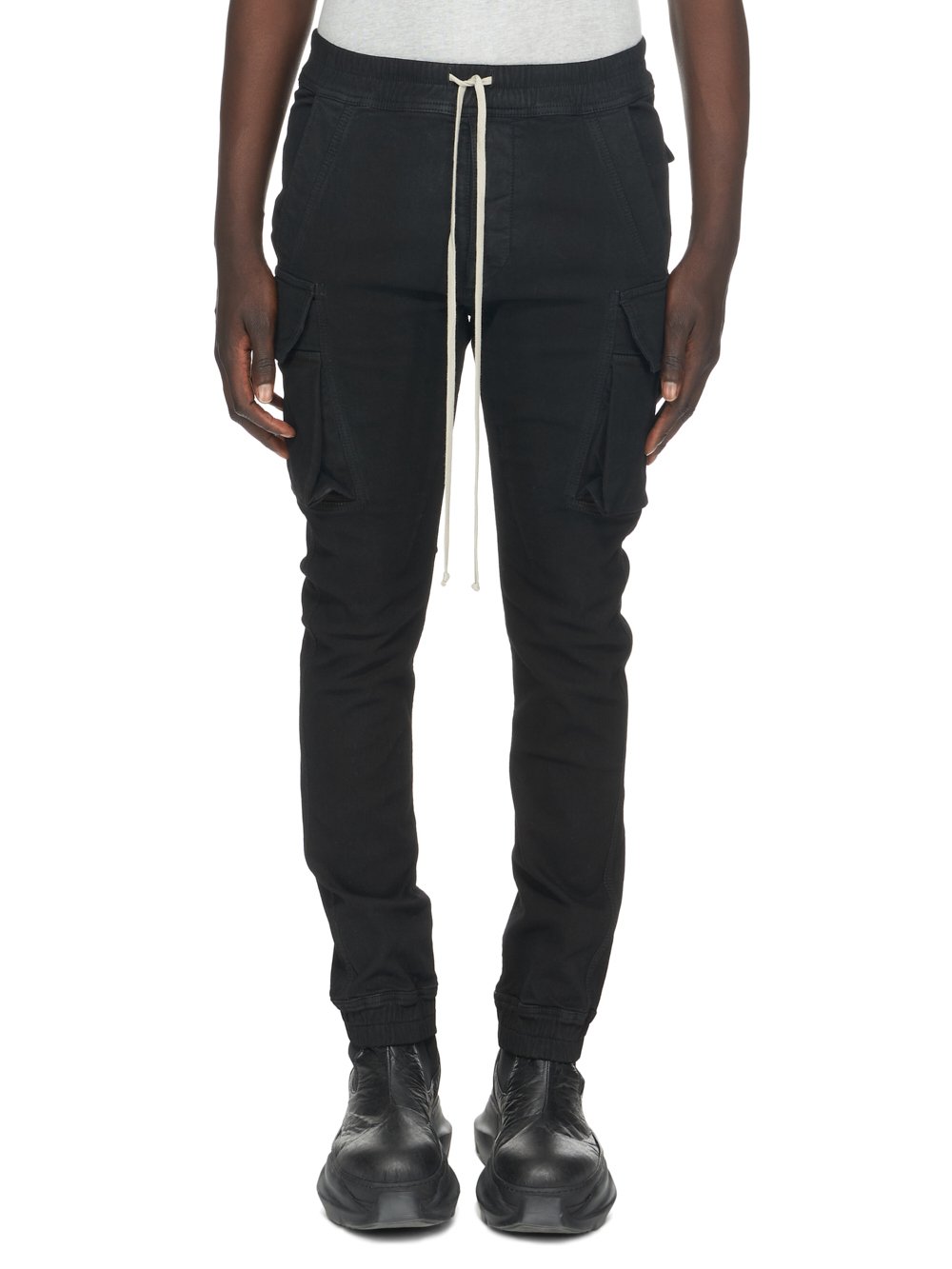 RICK OWENS FW23 LUXOR MASTODON CUT IN BLACKETY BLACK STRETCH DENIM 