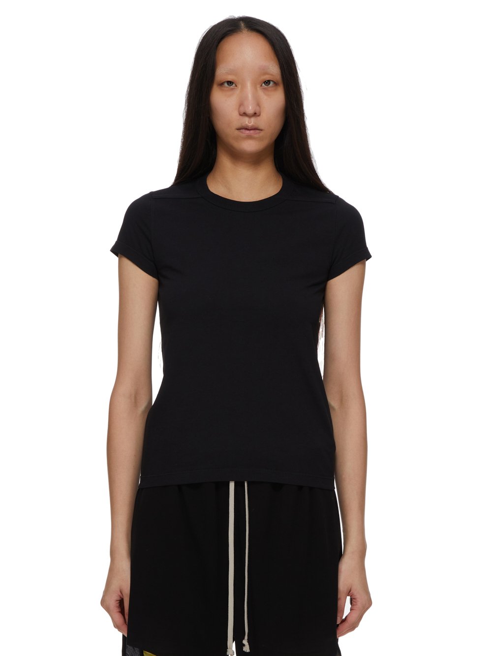 RICK OWENS FW23 LUXOR CROPPED LEVEL T IN BLACK CLASSIC COTTON JERSEY