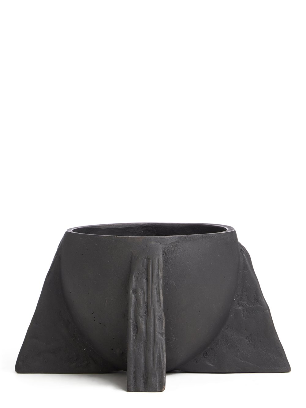 RICK OWENS COUPE IN BLACK BRONZE HAS AN HALF-OVAL SHAPE, FEATURES FOUR LEGS AND SLIGHTLY IRREGULAR SURFACE.