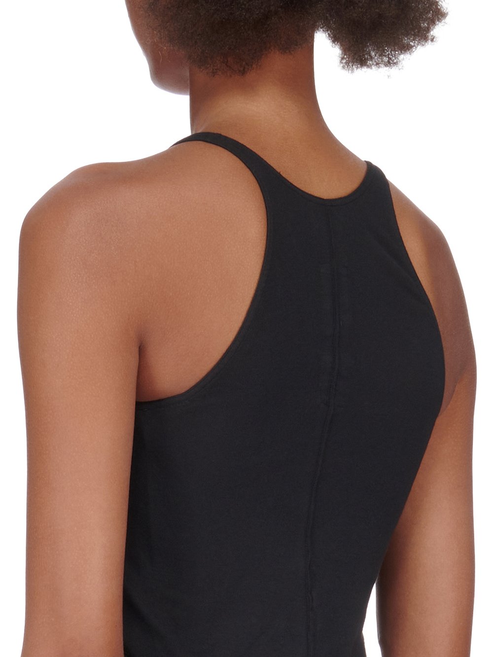 DRKSHDW FW23 LUXOR BASIC TANK CROPPED IN BLACK LIGHTWEIGHT COTTON GAUZE JERSEY 