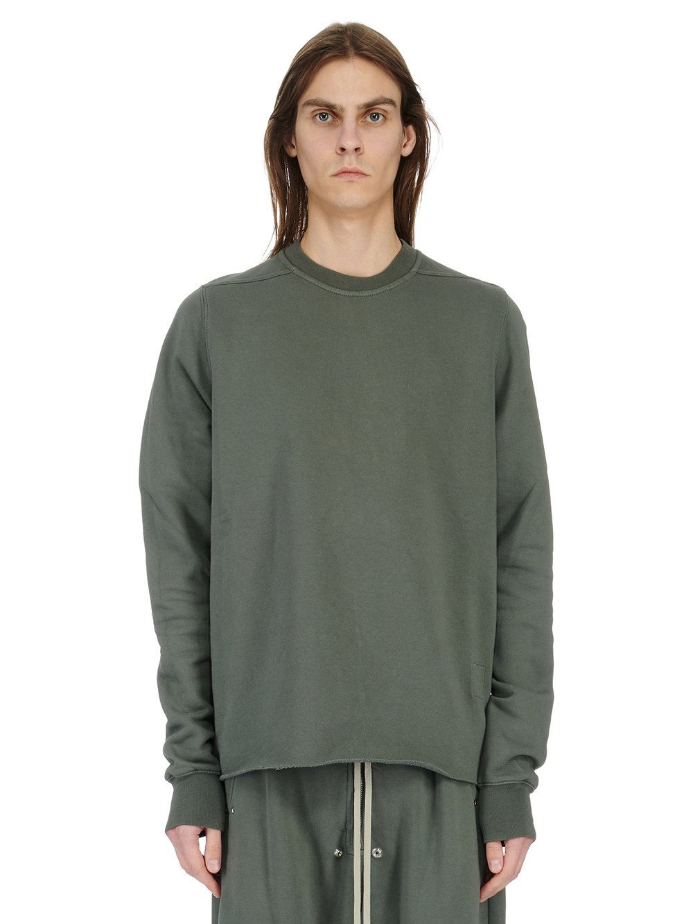 RICK OWENS FW23 LUXOR CREWNECK SWEAT IN HUSTLER BLUE FURKA HEAVY SWEATSHIRT 