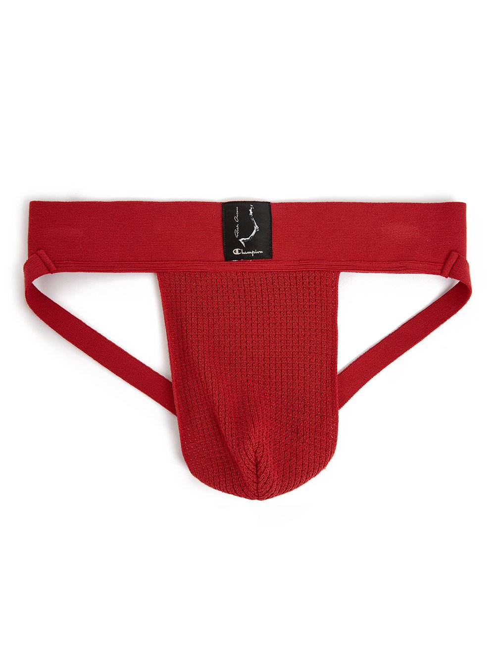 CHAMPION X RICK OWENS JOCKSTRAP IN CARNELIAN RED COTTON MESH JERSEY CHAMPION X RICK OWENS JOCKSTRAP IN CARNELIAN RED COTTON MESH JERSEY