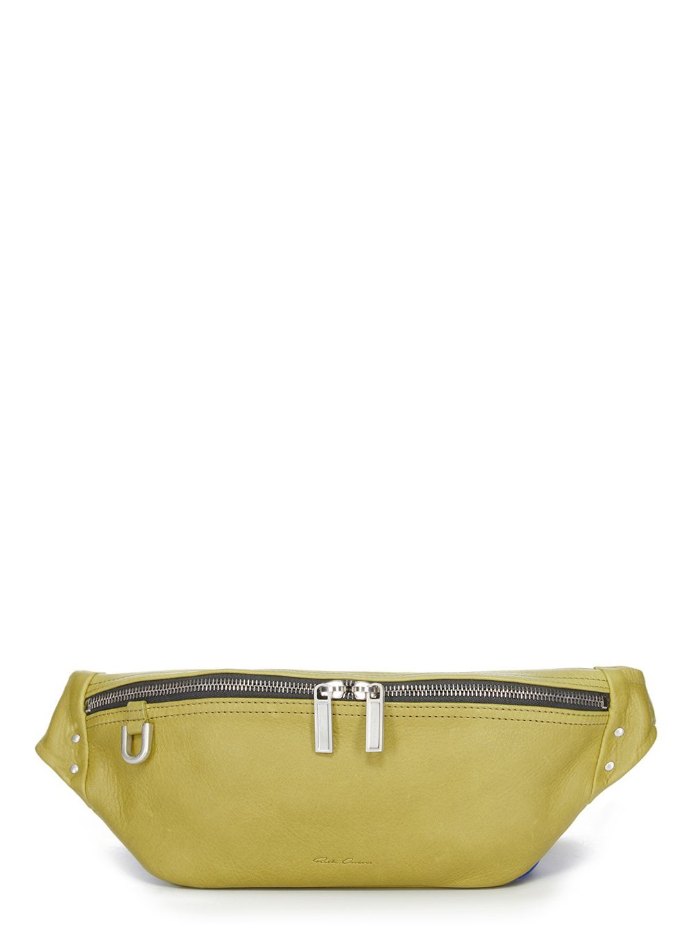 RICK OWENS FW23 LUXOR GEO BUMBAG IN ACID YELLOW SOFT GRAIN COW LEATHER