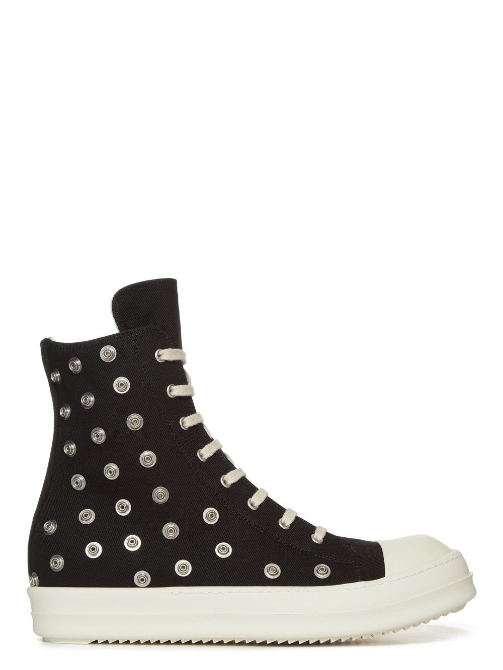 RICK OWENS FW23 LUXOR SNEAKS IN BLACK AND MILK 13OZ OVERDYED DENIM RICK OWENS FW23 LUXOR SNEAKS IN BLACK AND MILK 13OZ OVERDYED DENIM