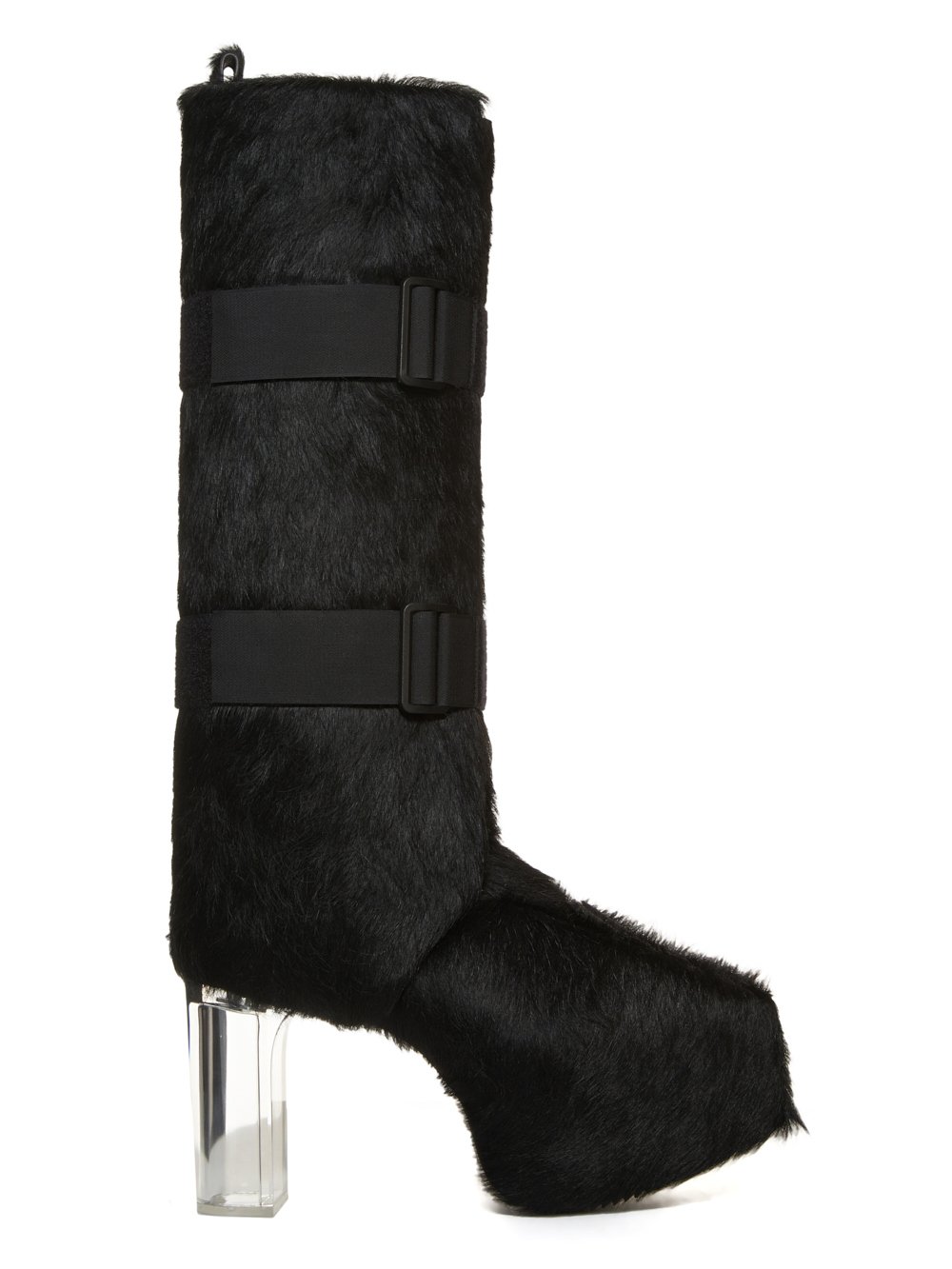 RICK OWENS FW23 LUXOR RUNWAY SPLINT PLATFORMS 45 IN BLACK UNSHAVED COW LEATHER