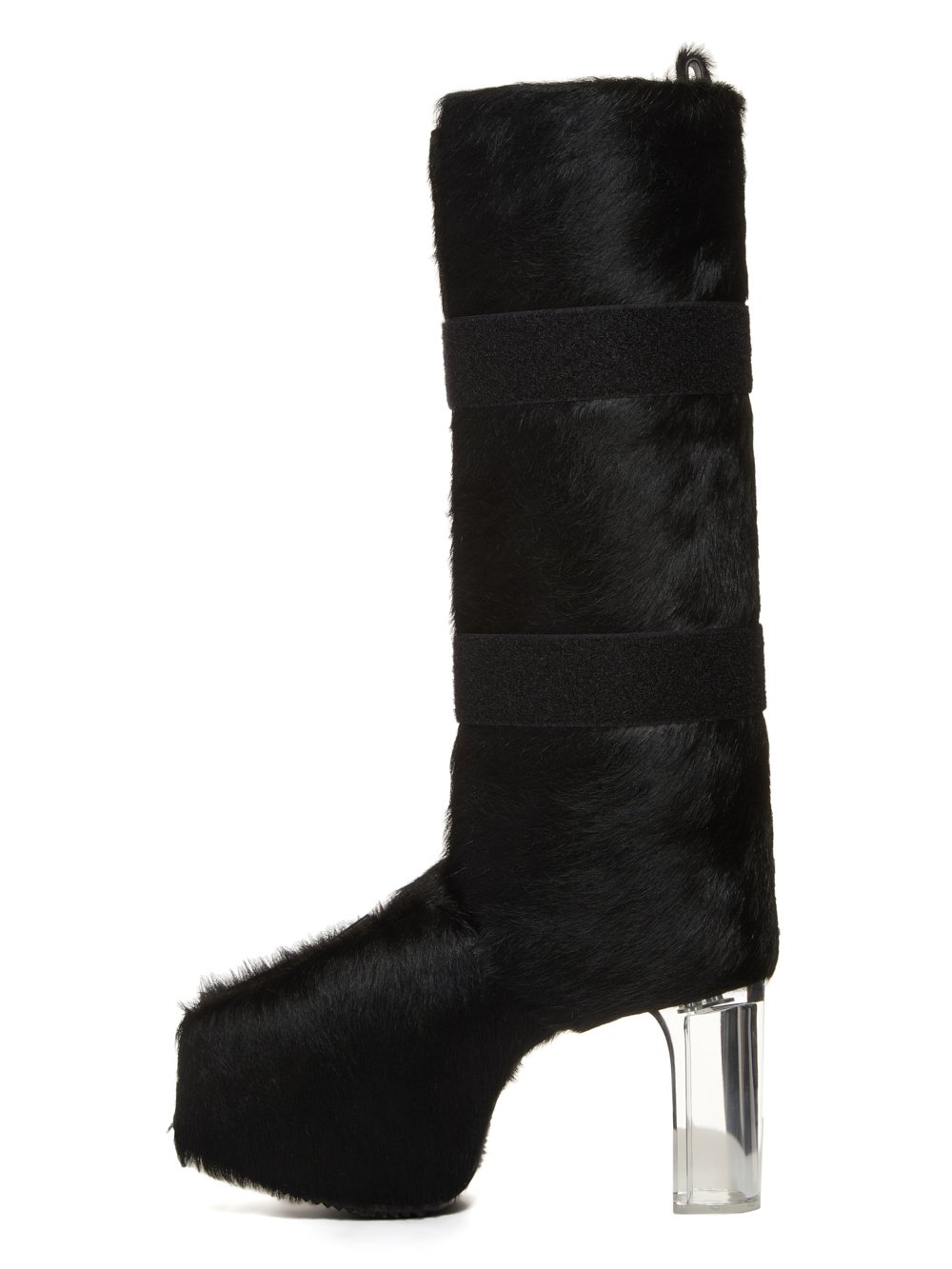 RICK OWENS FW23 LUXOR RUNWAY SPLINT PLATFORMS 45 IN BLACK UNSHAVED COW LEATHER