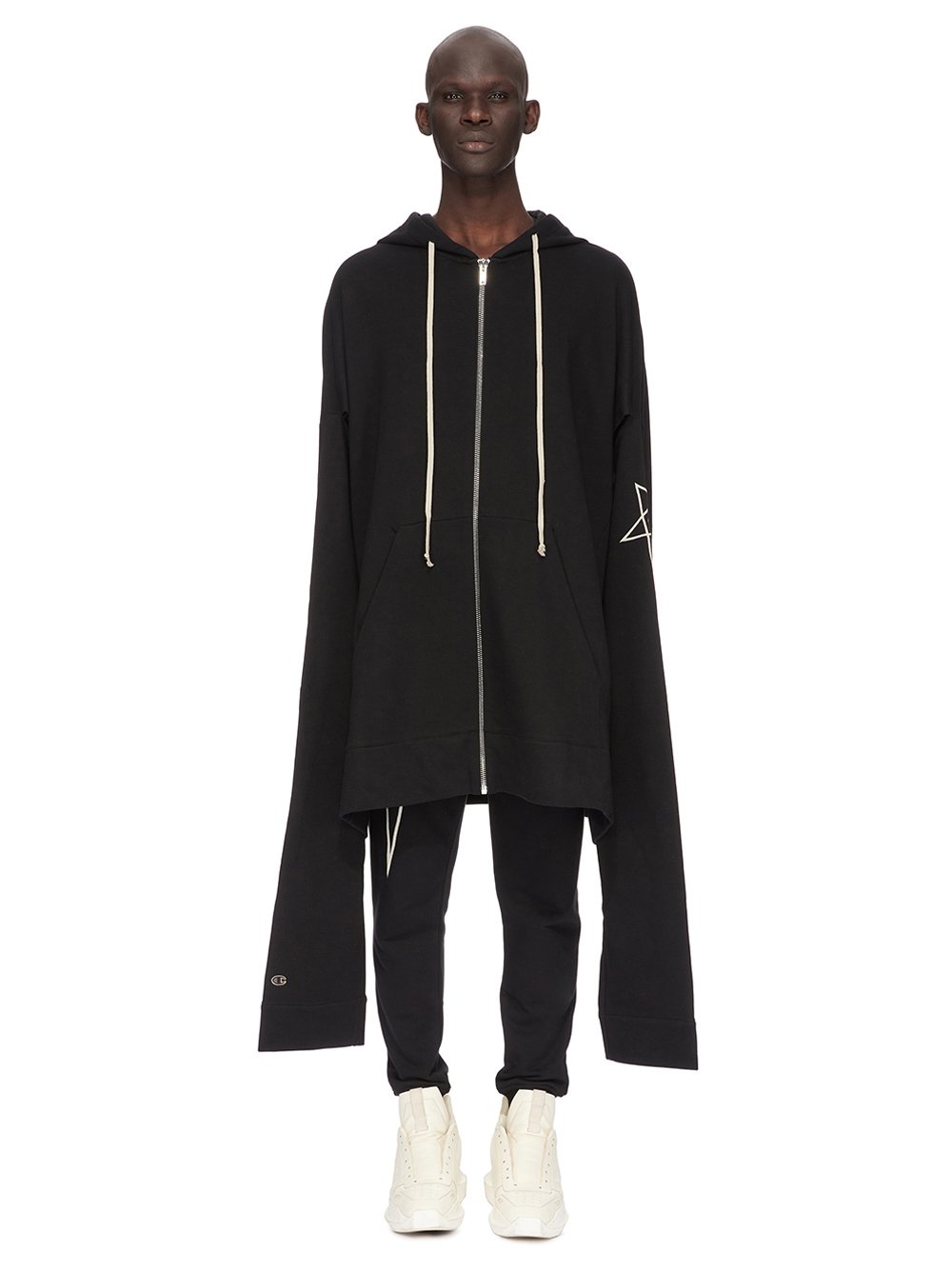 CHAMPION X RICK OWENS FLYPROOF JACKET IN BLACK COMPACT COTTON FELPA