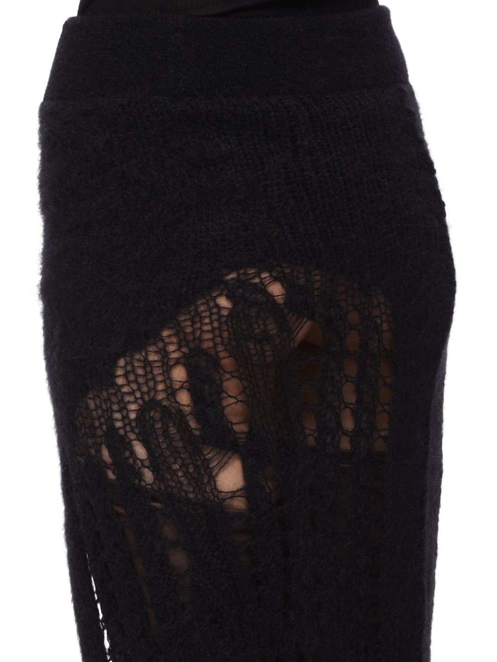 RICK OWENS FW23 LUXOR ZIGGY SKIRT IN BLACK SPIDER KNIT
