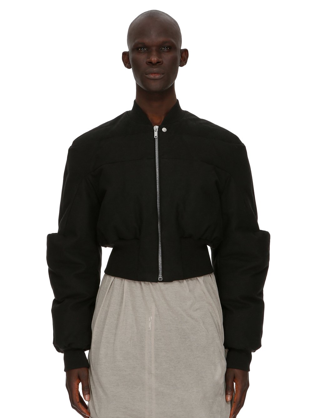 RICK OWENS FW23 LUXOR GIRDERED BOMBER CROPPED IN BLACK HEAVY MOLESKIN RICK OWENS FW23 LUXOR GIRDERED BOMBER CROPPED IN BLACK HEAVY MOLESKIN