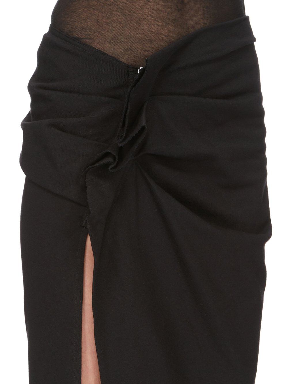 RICK OWENS FW23 LUXOR EDFU SKIRT KNEE IN BLACK COMPACT HEAVY COTTON JERSEY