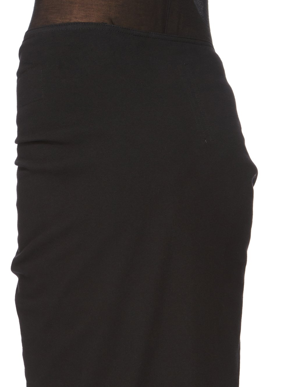 RICK OWENS FW23 LUXOR EDFU SKIRT KNEE IN BLACK COMPACT HEAVY COTTON JERSEY