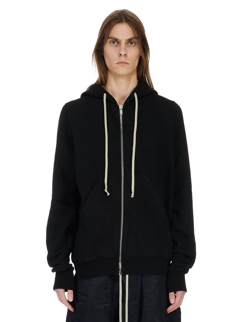 RICK OWENS FW23 LUXOR JASON'S HOODIE IN BLACK AND PEARL FURKA HEAVY SWEATSHIRT