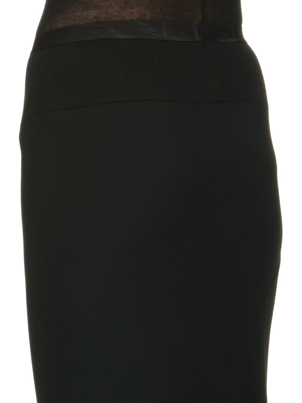 RICK OWENS FW23 LUXOR CALF BIAS SKIRT IN BLACK HEAVY CADY 