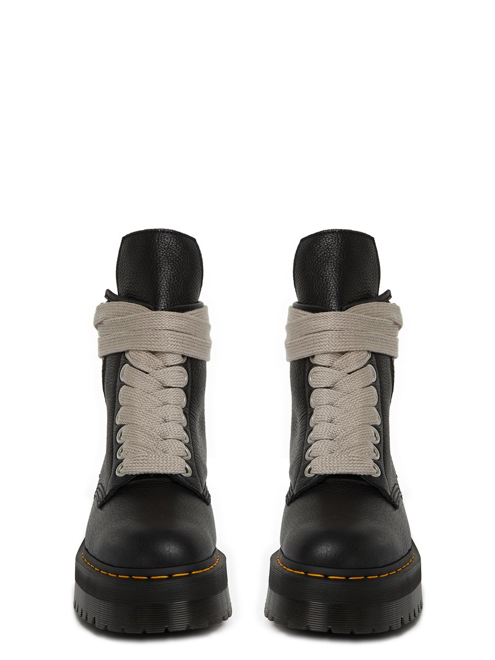 DR. MARTENS x RICK OWENS FW22 STROBE 1460 DR MARTENS BLACK BOOT IN MATTE GRAINY COW LEATHER. 