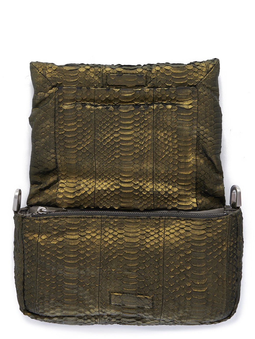 RICK OWENS FW23 LUXOR PILLOW GRIFFIN IN METALLIC ACID XENOCHROPHIS SNAKE