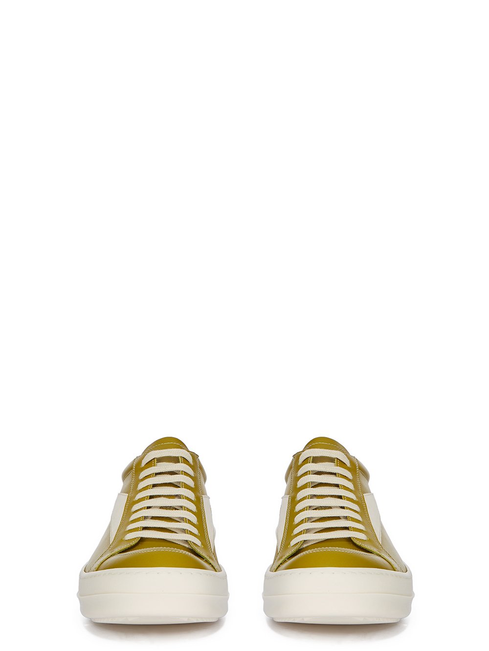 RICK OWENS FW23 LUXOR VINTAGE SNEAKS IN ACID AND MILK CORTINA GREASE CALF LEATHER AND VELOURS SUEDE