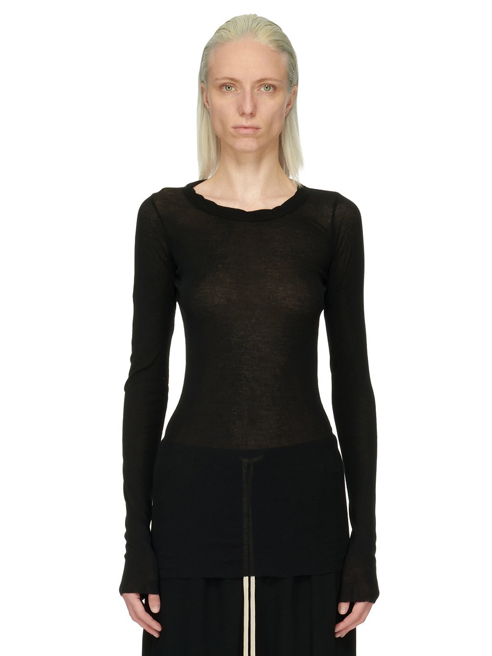 RICK OWENS FOREVER RIB LS T IN MINI RIB JERSEY