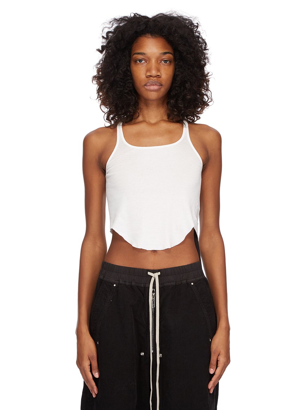 DRKSHDW FW23 LUXOR BASIC TANK CROPPED IN MILK LIGHTWEIGHT COTTON GAUZE JERSEY 