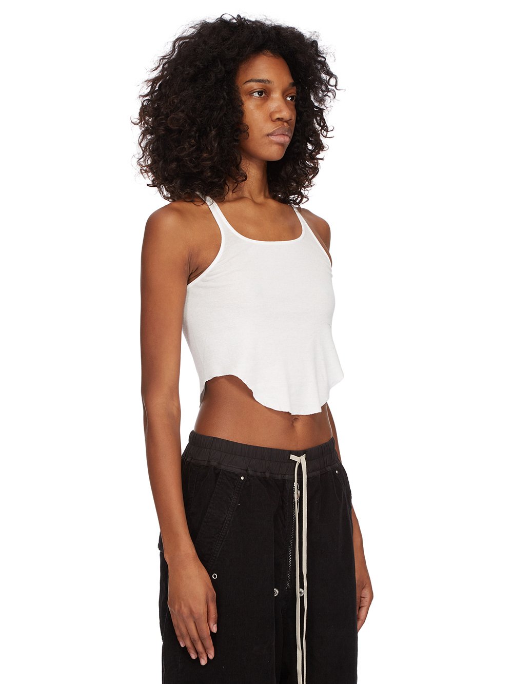 DRKSHDW FW23 LUXOR BASIC TANK CROPPED IN MILK LIGHTWEIGHT COTTON GAUZE JERSEY 