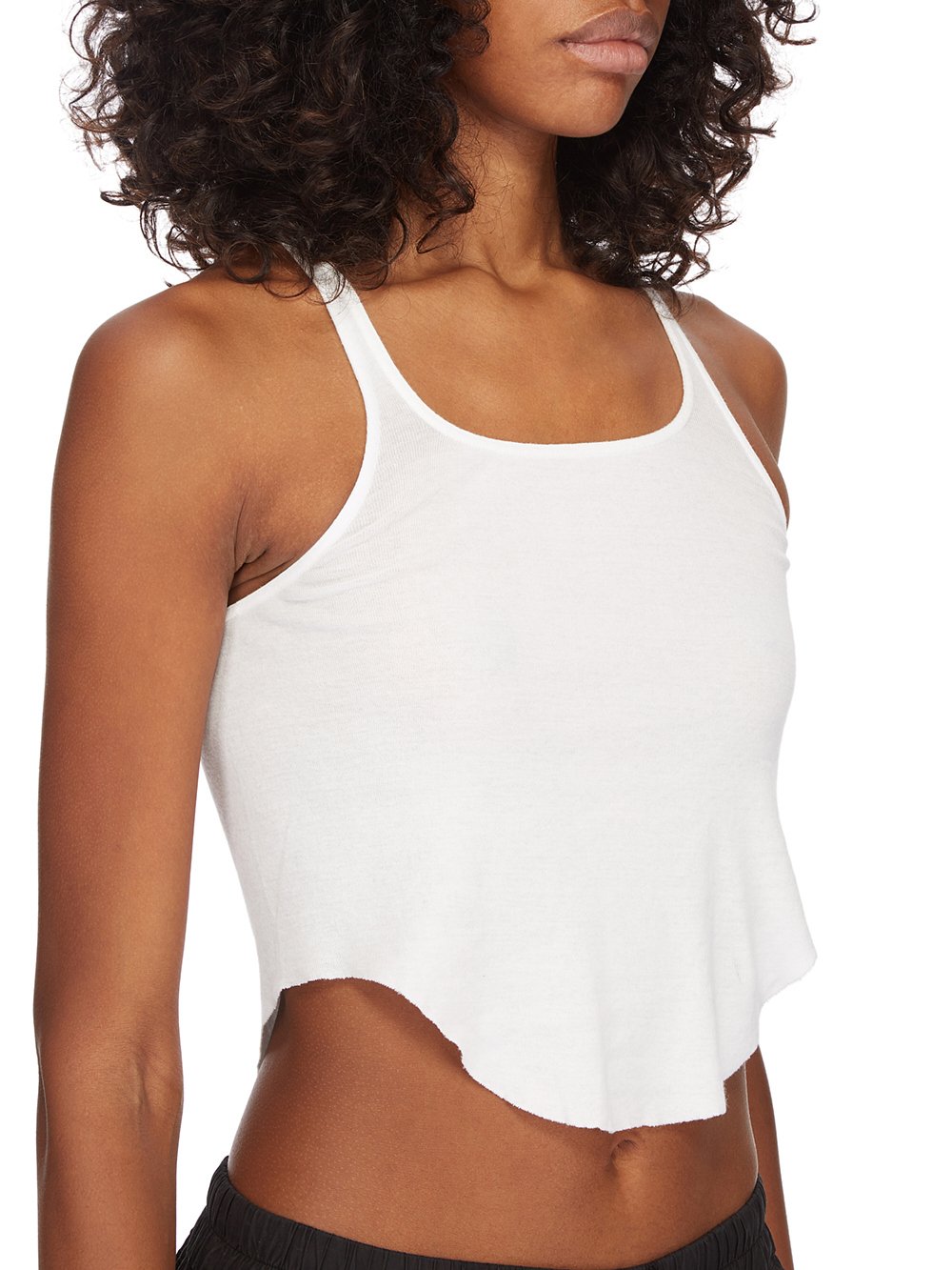 DRKSHDW FW23 LUXOR BASIC TANK CROPPED IN MILK LIGHTWEIGHT COTTON GAUZE JERSEY 