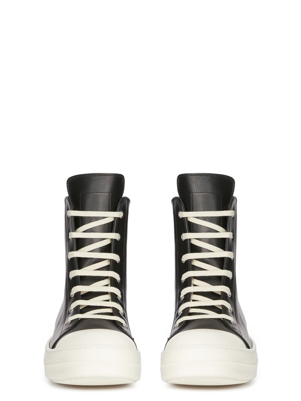 RICK OWENS FW23 LUXOR SNEAKERS IN BLACK AND MILK FULL GRAIN CALF LEATHER