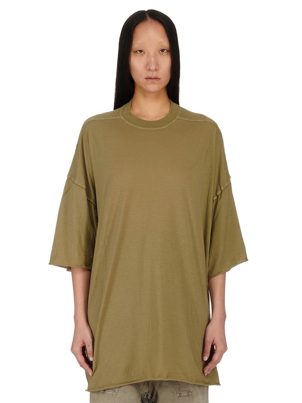 RICK OWENS FW23 LUXOR TOMMY T IN PALE GREEN COTTON GAUZE JERSEY RICK OWENS FW23 LUXOR TOMMY T IN PALE GREEN COTTON GAUZE JERSEY