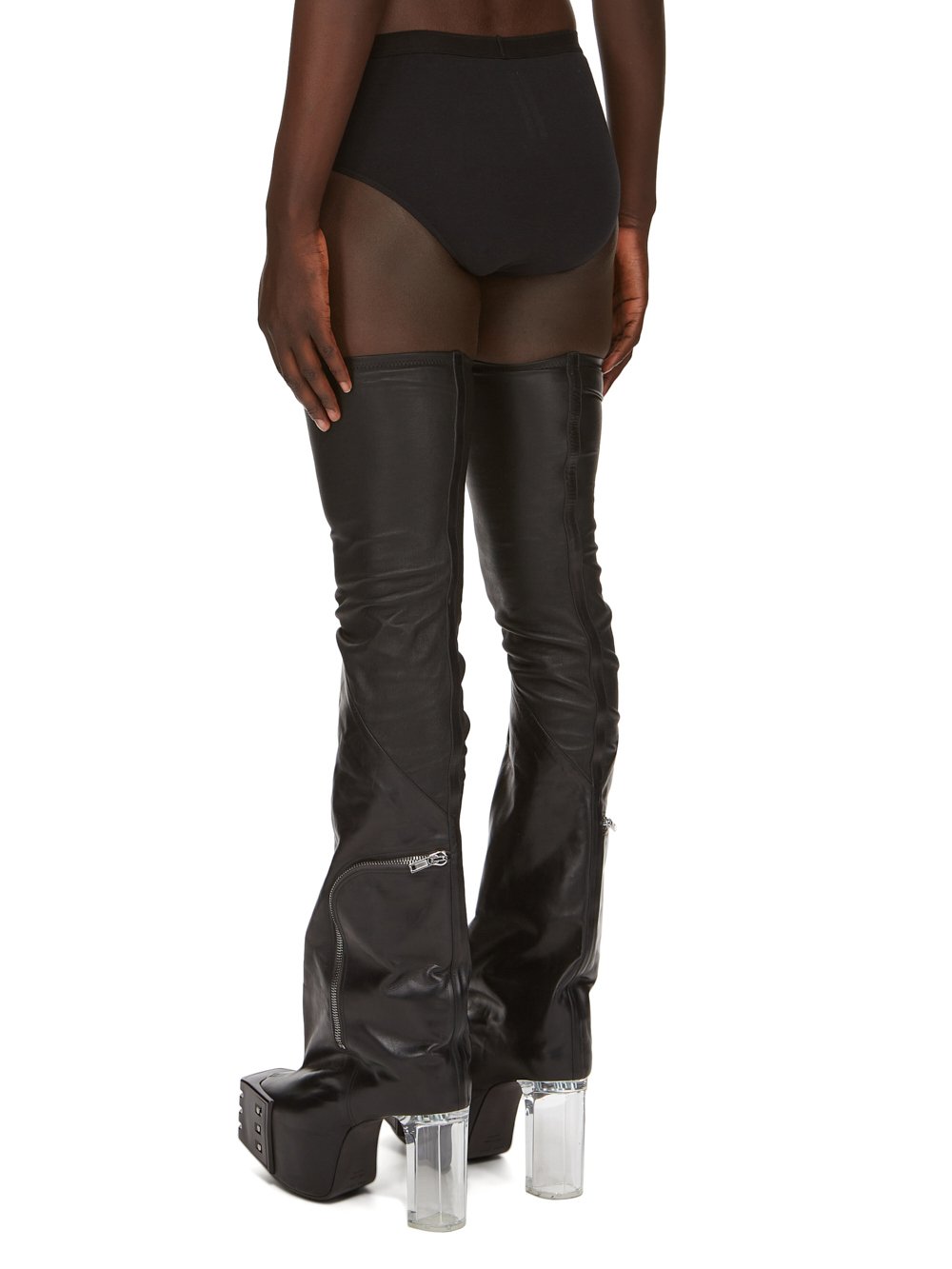 RICK OWENS FW23 LUXOR PENTABRIEF IN  BLACK SEACELL RIB JERSEY 
