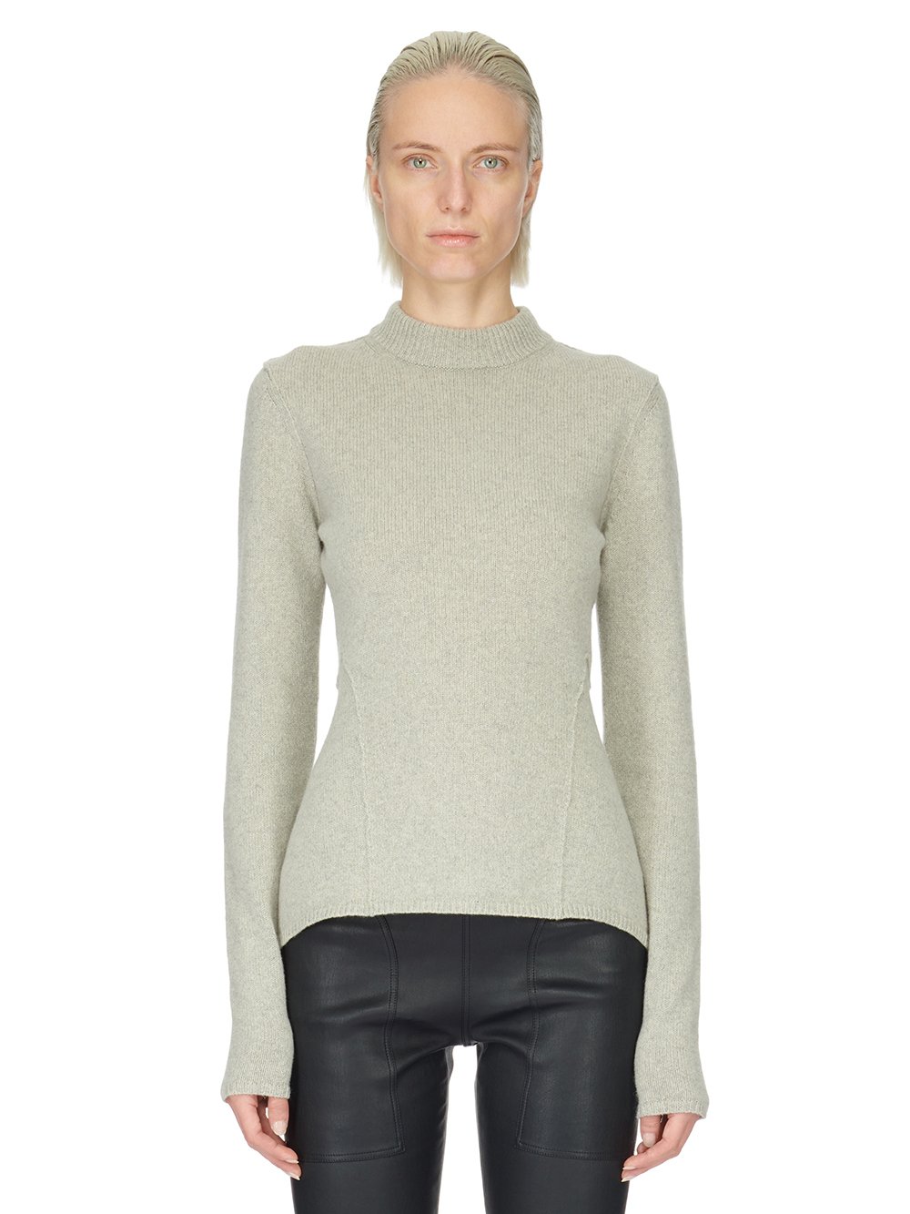 RICK OWENS FW23 LUXOR NASKA LUPETTO IN PEARL RECYCLED CASHMERE KNIT